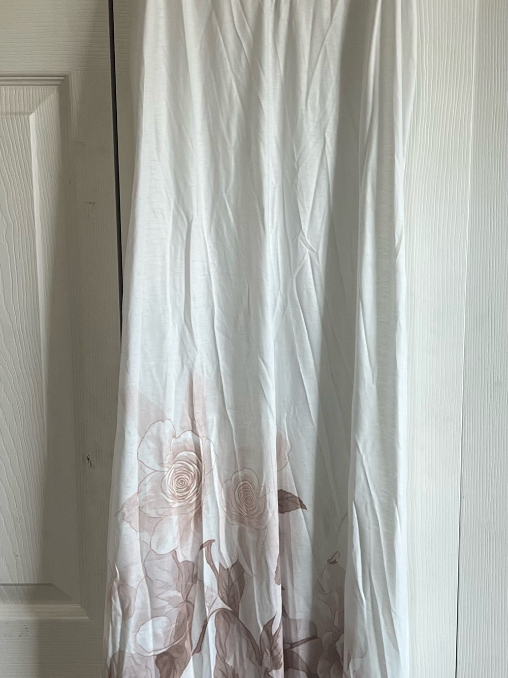 Maxi Floral White Dress with Blush Rose Print
